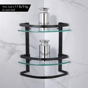 img 1 attached to 🚿 KES 2 Tier Corner Bathroom Glass Shelf with Towel Bar and Rail Wall Mount - Black Tempered Glass, Anodized Aluminum, A4129B-BK