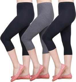 img 4 attached to Girls Leggings Capri Solid Pant 3-Pack in Modal Fabric for School/Holiday - IRELIA