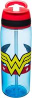 zak designs dc comics water bottles: tritan straw wonder woman edition - stay hydrated in superhero style! logo