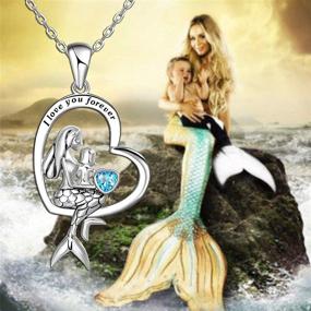 img 1 attached to 🌙 925 Sterling Silver Mermaid Crescent Moon Necklace Pendant - Classic Sea Jewelry for Valentine's Gifts, Girls, Women, and Daughters