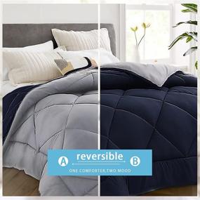 img 3 attached to 🛏️ Vonabem Twin Comforter: All-Season Duvet Insert, Lightweight Reversible Bedding - Navy Blue/Dark Gray, 64x88 inches