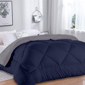 img 4 attached to 🛏️ Vonabem Twin Comforter: All-Season Duvet Insert, Lightweight Reversible Bedding - Navy Blue/Dark Gray, 64x88 inches