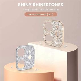 img 3 attached to 📸 [2 Pack] Goton Bling Camera Lens Protector for iPhone 12, Sparkling Diamond Lens Protective Sticker for iPhone 12 6.1inch (Silver+Rose Gold)