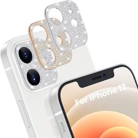 img 4 attached to 📸 [2 Pack] Goton Bling Camera Lens Protector for iPhone 12, Sparkling Diamond Lens Protective Sticker for iPhone 12 6.1inch (Silver+Rose Gold)