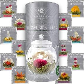 img 1 attached to 🌸 Teabloom Celebration Tea Collection – Heat-resistant Glass Teapot (40 OZ / 1.2 L) with 4 Insulated Glass Teacups, Tea Warmer, Detachable Glass Infuser & 12 Handcrafted Flowering Teas