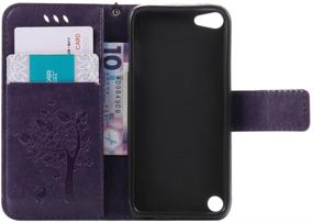 img 2 attached to 🦋 LEECOCO Embossed Floral Bling Diamonds Butterfly iPod Touch 5 Case | iPod Touch 6 Case | Wallet Case with Card Slots, Flip Stand, PU Leather for 5th 6th Generation iPod Touch, Wishing Tree Purple