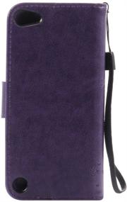 img 3 attached to 🦋 LEECOCO Embossed Floral Bling Diamonds Butterfly iPod Touch 5 Case | iPod Touch 6 Case | Wallet Case with Card Slots, Flip Stand, PU Leather for 5th 6th Generation iPod Touch, Wishing Tree Purple