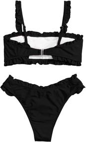 img 3 attached to 👙 SweatyRocks Women's Spaghetti Strap Ruffle Wrap Bikini Set - Trendy Two Piece Swimsuits for Beachwear