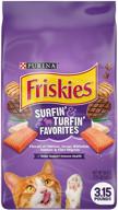 🐱 сухой корм для кошек purina friskies, любимые вкусы surfin' and turfin' - упаковка из 4-х мешков по 3,15 фунтов. логотип