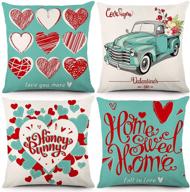 💙 ygeomer turquoise valentine's day pillow covers - set of 4, 18x18 inch - festival anniversary wedding cushion case for valentine's day decorations - throw pillow covers logo