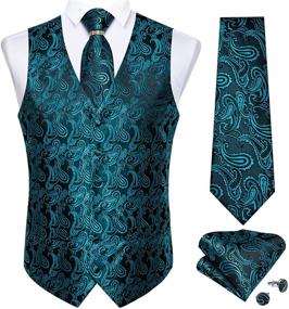 img 3 attached to 👔 Upgrade Your Style: DiBanGu Paisley Waistcoat Burgundy Cufflinks - Perfect Men's Accessories for Ties, Cummerbunds & Pocket Squares