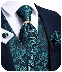 img 4 attached to 👔 Upgrade Your Style: DiBanGu Paisley Waistcoat Burgundy Cufflinks - Perfect Men's Accessories for Ties, Cummerbunds & Pocket Squares