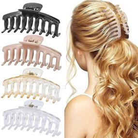 img 4 attached to 💇 Linmaya Hair Claw Clips for Thick Hair - 4.3 Inch Nonslip Jumbo Hair Clips (4 Packs)