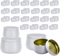 🕯️ blisshelf 48 pack candle tins 8 oz and 4 oz: bulk tinplate candle jars with lids for diy candle making, storage & making kit in white logo