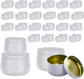 img 4 attached to 🕯️ Blisshelf 48 Pack Candle Tins 8 oz and 4 oz: Bulk Tinplate Candle Jars with Lids for DIY Candle Making, Storage & Making Kit in White