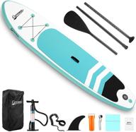 🏄 caroma inflatable sup board white green - 10ft, premium paddleboard with detachable fin, paddle, air pump w/gauge, safety leash, backpack - perfect for adults, youth, all skill levels logo