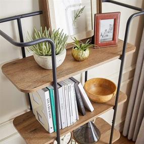 img 1 attached to LINSY HOME 4-Tier Rustic Oak Finished Ladder Bookshelf - Storage & Display Shelf for Bedroom and Living Room