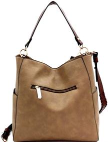 img 1 attached to Extra Whipstitched Braid Strap X-LARGE Vegan Leather Boho Hobo Bag - Versatile 2 Way Multi-Pocket Compartment