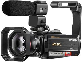 img 4 attached to 📷 Видеокамера ORDRO 4K с оптическим зумом 12x, сенсорным экраном IPS 3,1”, Ultra HD 1080P 60FPS, WiFi, микрофоном, широкоугольным объективом, держателем для камеры и картой памяти SD 32 ГБ.