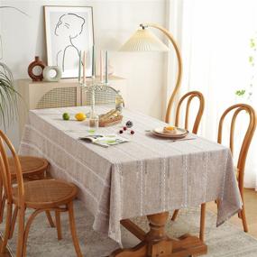 img 2 attached to 🏡 Hemstitched Embroidered Farmhouse Tablecloth - Enhance your Décor with Exquisite Tablecloths