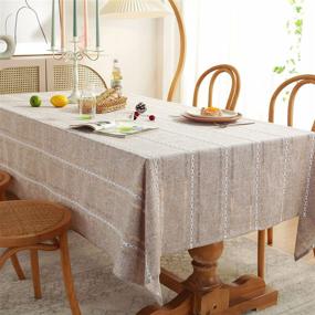 img 3 attached to 🏡 Hemstitched Embroidered Farmhouse Tablecloth - Enhance your Décor with Exquisite Tablecloths