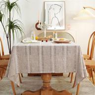 🏡 hemstitched embroidered farmhouse tablecloth - enhance your décor with exquisite tablecloths логотип