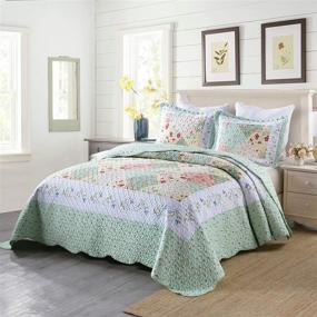 img 3 attached to 🛏️ MarCielo Lightweight 3 Piece Quilt Set Coverlet Set By014 - Queen Bedspread Set