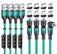 cvy magnetic charging cable 4-pack: fast charging & data sync magnetic cable for mirco usb and type c devices (green) logo