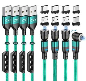 img 4 attached to CVY Magnetic Charging Cable 4-Pack: Fast Charging & Data Sync Magnetic Cable for Mirco USB and Type C Devices (Green)