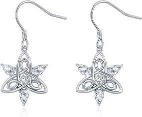 img 4 attached to 🍀 Waysles Halloween Irish Vintage Celtic Dangle Earrings: Sterling Silver Good Luck Knot Drop Jewelry for Women, Teens - Wiccan Gift