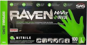 img 1 attached to 🧤 SAS Safety RAVEN HiViz Neon Green Nitrile Gloves Large, 7 MIL, Powder Free - 10 коробок по 100 перчаток по весу (1000 штук)