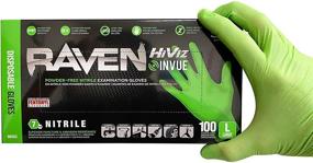 img 4 attached to 🧤 SAS Safety RAVEN HiViz Neon Green Nitrile Gloves Large, 7 MIL, Powder Free - 10 коробок по 100 перчаток по весу (1000 штук)