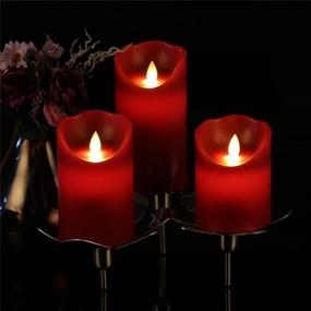 img 2 attached to 🕯️ HEIOKEY 3 Piece LED Flameless Candle Set - Red Dripless Real Wax Pillar Lights with Timer & 10-Key Remote Control