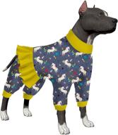 🐶 uv protective large dog onesie pajamas with anti-licking design, lightweight and stretchable fairytale prints for base layer shirt under dog dresses, ideal for post-operative care and overall protection логотип