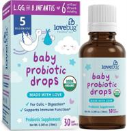 🌱 organic lovebug probiotic baby drops for 0+ months – 30-day supply, 5 billion cfu with l gg, b infantis – allergen-free, non-gmo, vegan logo