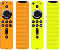 📱 protective silicone remote case cover for f tv stick 4k - anti-slip shockproof - green orange - compatible with all-new 2nd gen alexa voice remote control - 2 pack logo