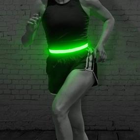 img 4 attached to BSEEN LED Running Waist Belt: USB Rechargeable Reflective Glowing LED Waistband for Runners, Joggers, Walkers, Cyclists, and Pet Owners