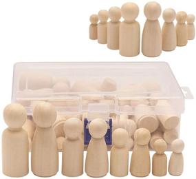 img 4 attached to Keledz 50 Pack Unfinished Wooden Peg Dolls for Kids DIY Crafts, Painting & Decorating – Assorted Shapes and Sizes for Art, Craft, Home Party Decor, Peg Game, Wooden Figures