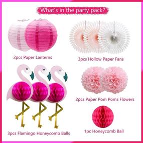 img 3 attached to Vibrant Tropical Pink Flamingo Party Decorations: Pom Poms, Honeycomb Balls, Paper Flowers, Tissue Paper Fan, and Paper Lanterns for an Unforgettable Hawaiian Summer Beach Luau Party