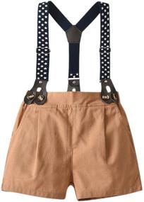 img 2 attached to 👕 Adorable Boys' Clothing Set with Sleeve Button Bowtie Suspender Design