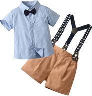 👕 adorable boys' clothing set with sleeve button bowtie suspender design logo