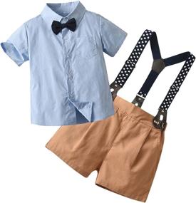 img 4 attached to 👕 Adorable Boys' Clothing Set with Sleeve Button Bowtie Suspender Design