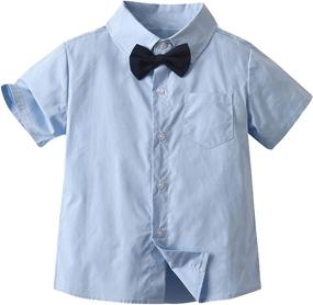 img 3 attached to 👕 Adorable Boys' Clothing Set with Sleeve Button Bowtie Suspender Design