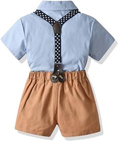 img 1 attached to 👕 Adorable Boys' Clothing Set with Sleeve Button Bowtie Suspender Design