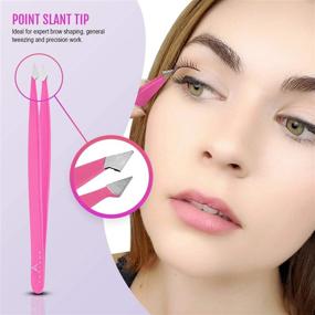 img 2 attached to 💖 Andlane Eyebrow Tweezers Set with Facial Hair Scissors - Precision Tweezers for Women & Men - Ideal for Facial Hair Removal, Eyebrow Shaping, Splinters & Ingrown Hair (4 Piece, Pink)
