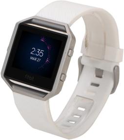 img 2 attached to 🔵 Белый мягкий силиконовый спортивный ремешок для Fitbit Blaze - Классическая замена аксессуаров Fitbit Blaze с быстрыми штырьками [рамка не включена]