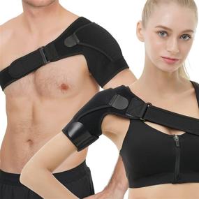 img 4 attached to 🤕 Advanced Shoulder Brace for Women and Men: Pain Relief Support, Compression, Stability Strap - Left & Right Arm - Tendonitis, Bursitis, Dislocation, & More