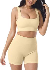 img 4 attached to Womens Workout Outfits Seamless Ribbed