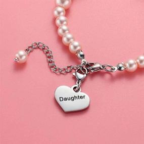 img 2 attached to 💖 Charm Bracelet for Girls: Handmade Heart Pendant, Rhinestone Crystal Balls, Faux Pearls - Perfect Jewelry Gifts for Daughters, Nieces, and Flower Girls, Beads Bracelet for Granddaughters and Sisters