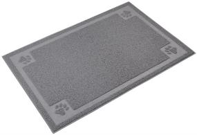 img 2 attached to 🐾 Premium X-Large Gray Cat Litter Box Debris Catcher Mat – Multi-functional Dog Food Placemat 35.4"x23.6